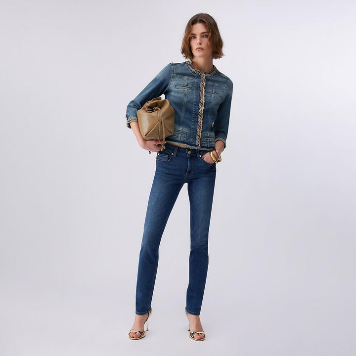 Liu Jo Damen Kate Jeansjacke 44 Blau (Den.blue Symbol Wash 77556), 44 Blau (Den.blue Symbol Wash 775