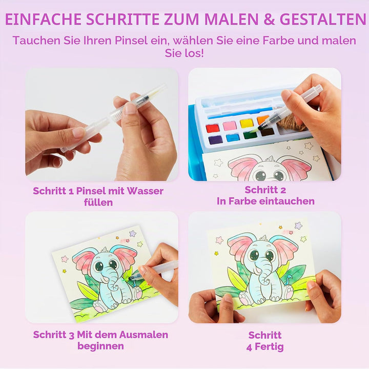 Klever Kits Aquarell-Malsets für Kinder ab 3 Jahren, Malbücher für Kleinkinder, Bastelspielzeug, Geb