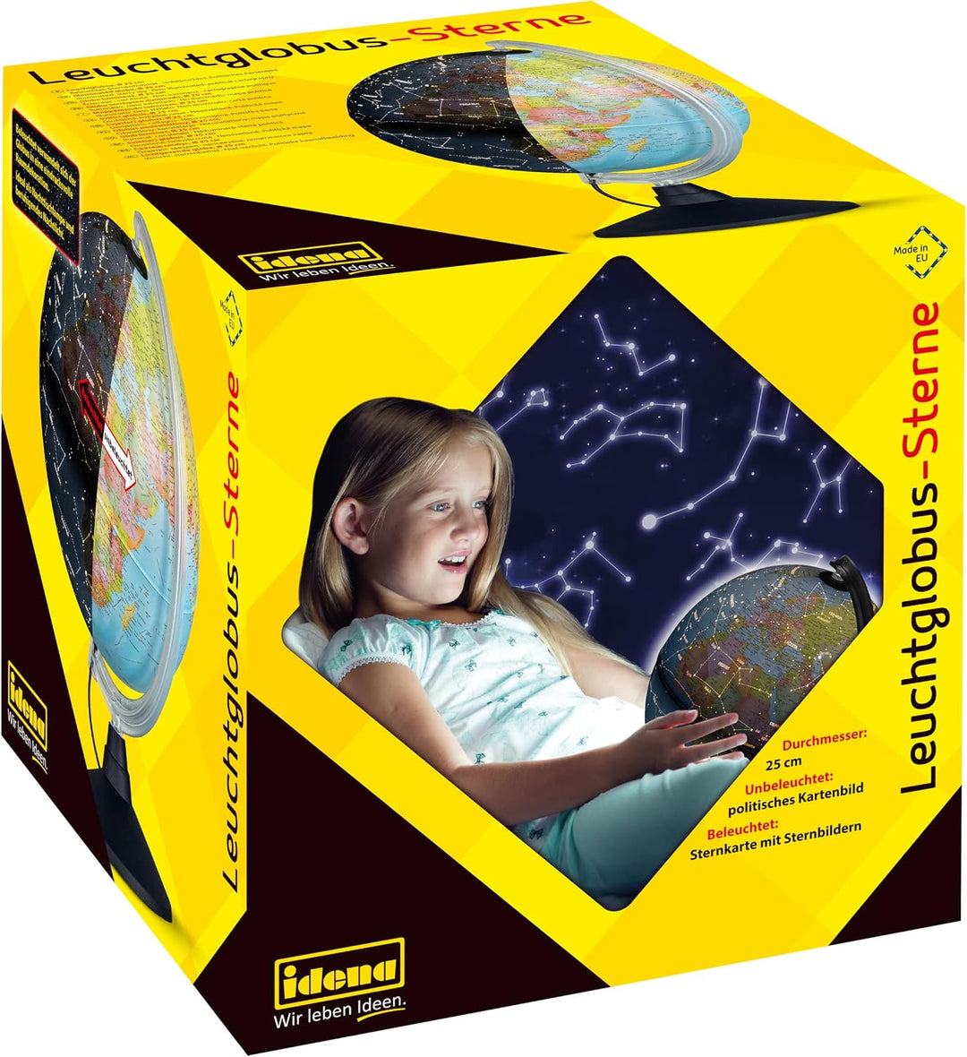 Idena 10411 - Globus mit politischem Kartenbild bei ausgeschalteter Beleuchtung und Sternbildern bei