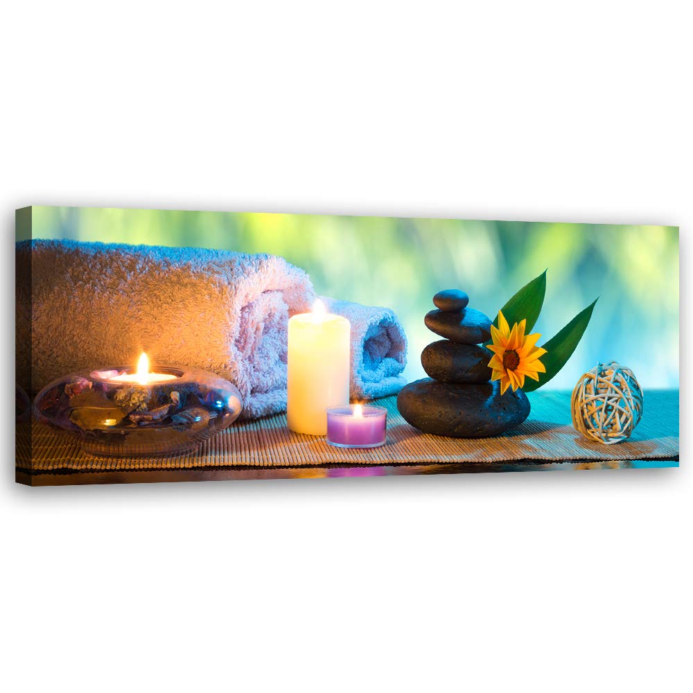 Feeby Wanddeko Spa Leinwandbild Kunstdruck Zen mehrfarbig 120x40 cm Leinwandbild 120x40 cm mehrfarbi