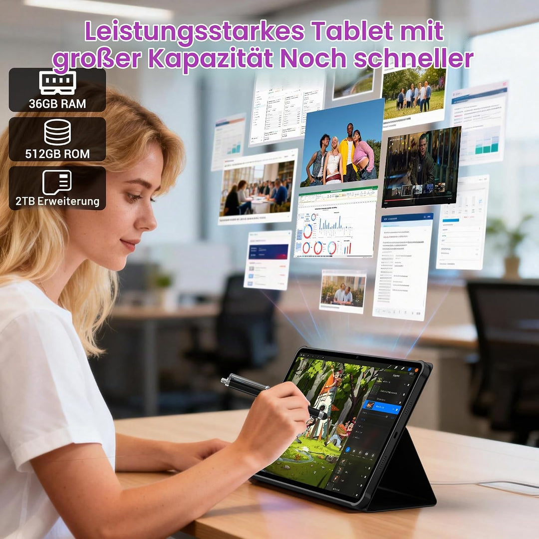 3K 13 Zoll Android 15 Tablet, 36GB RAM, 512GB ROM (erweiterbar auf 2TB), 4G LTE丨5G WLAN, 2940 x 1840