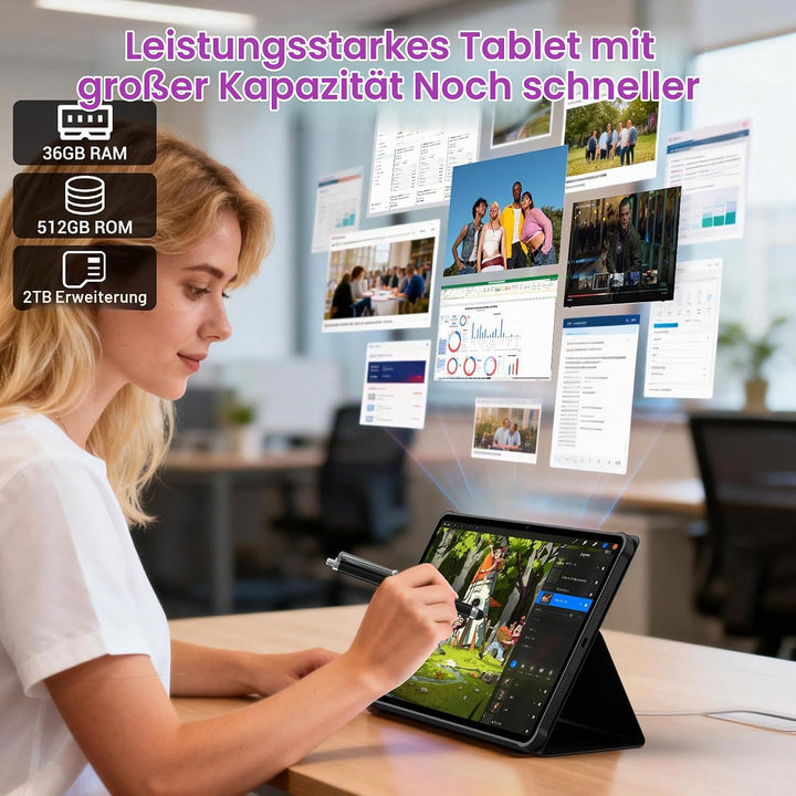 3K 13 Zoll Android 15 Tablet, 36GB RAM, 512GB ROM (erweiterbar auf 2TB), 4G LTE丨5G WLAN, 2940 x 1840