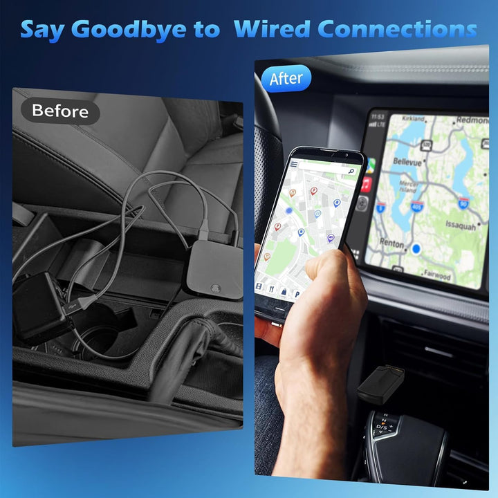 Wireless Android Auto & Carplay Wireless Adapter 2 IN 1, Convert Wired to Wire-less Carplay Dongle,