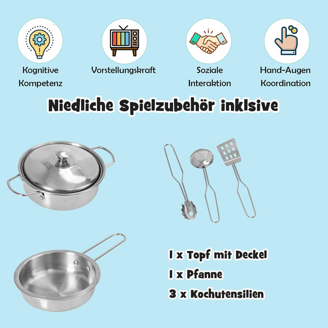 DREAMADE Kinderküche mit Licht und Sound, Kinder Spielzeugküche mit Spüle Herd Mikrowelle Kühlschran