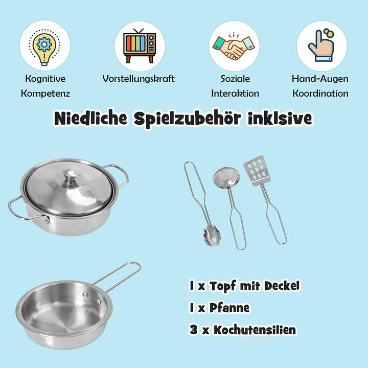 DREAMADE Kinderküche mit Licht und Sound, Kinder Spielzeugküche mit Spüle Herd Mikrowelle Kühlschran
