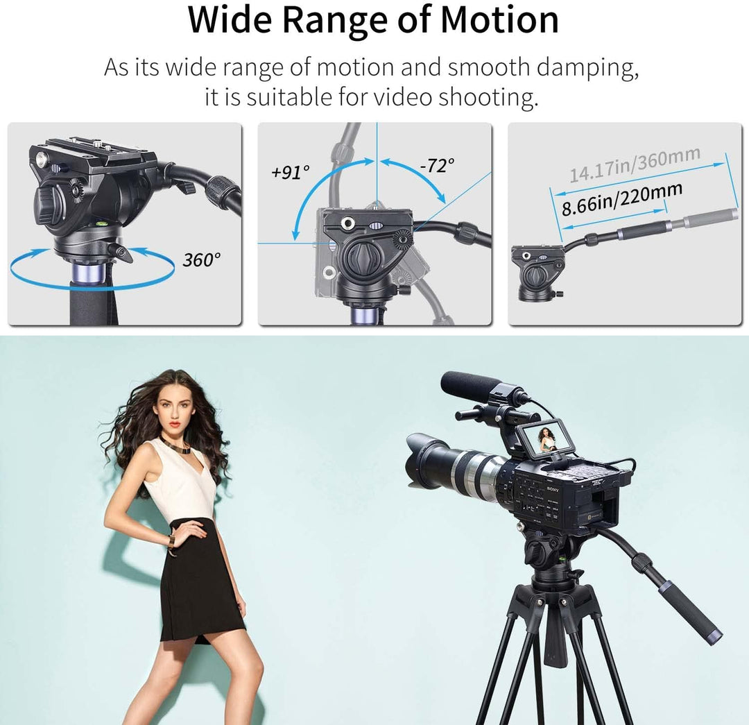 INNOREL VT80 Professionelles Video Stativ System, 185cm/63 Zoll Hochleistungs Aluminium Doppelrohrst