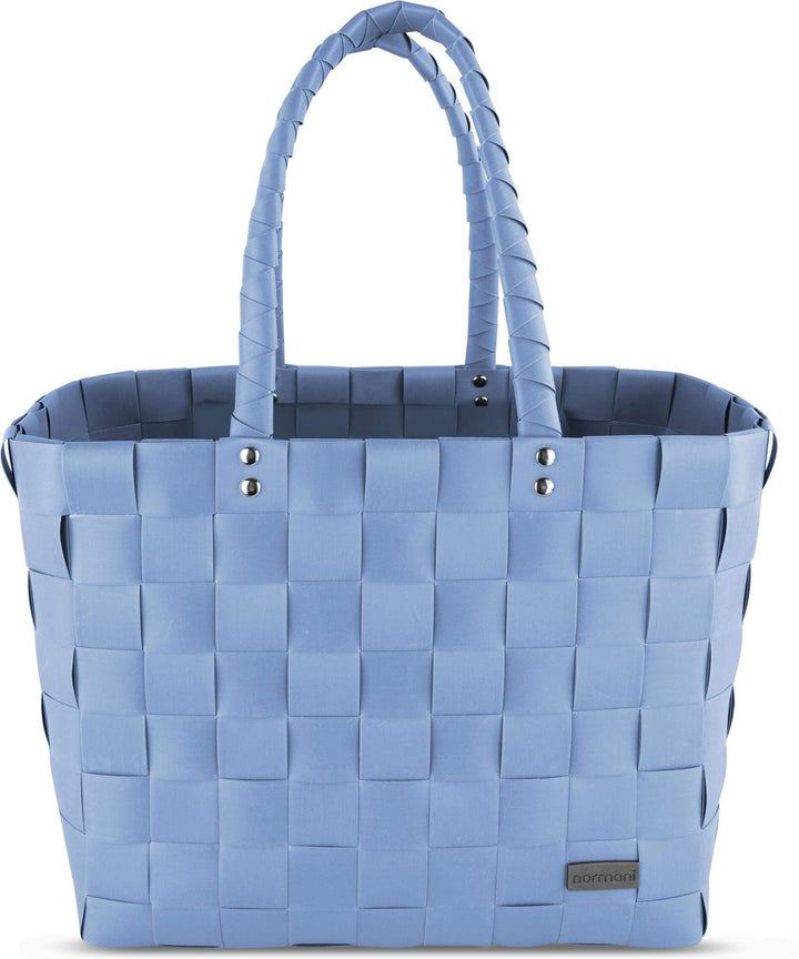 normani Einkaufstasche geflochten mit Henkeln - Tragetasche extra robust Farbe Light Blue Light Blue