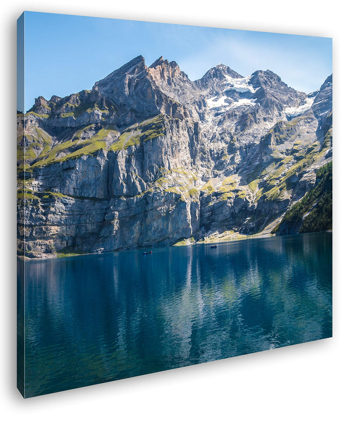 deyoli Bergsee Oeschinensee Schweiz Format: 60x60 als Leinwandbild, Motiv fertig gerahmt auf Echthol