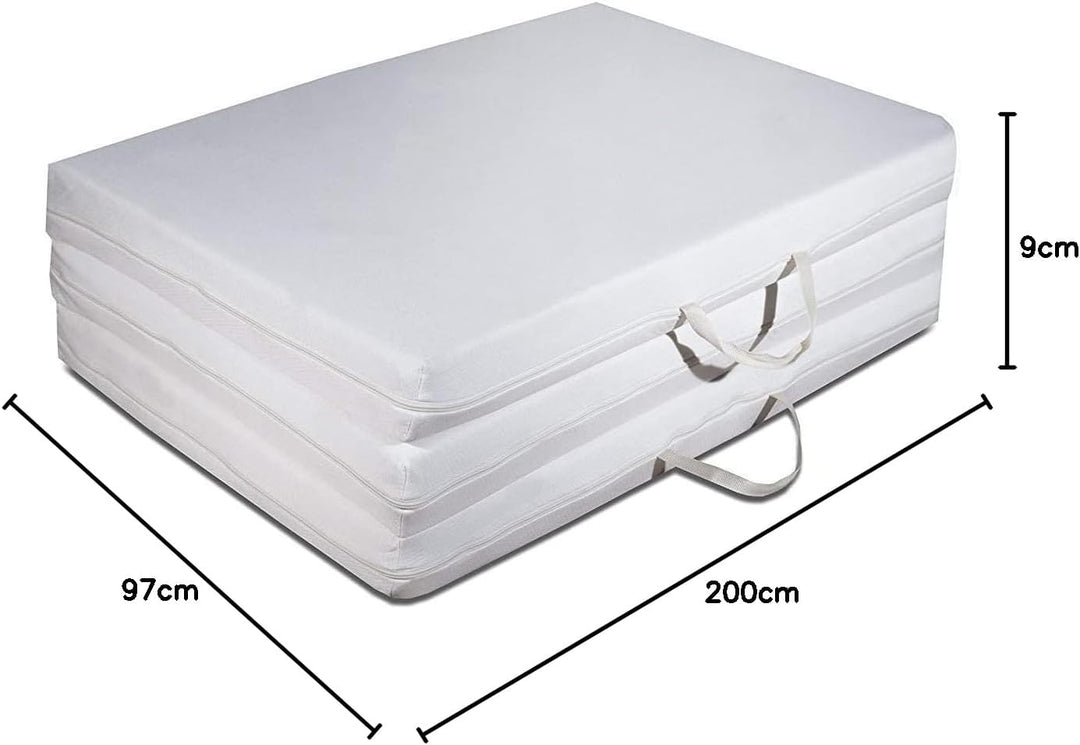 EVERGREENWEB Futon Klappbar 97 x 200 cm, Platzsparende Faltbare Matratze aus Waterfoam mit abnehmbar