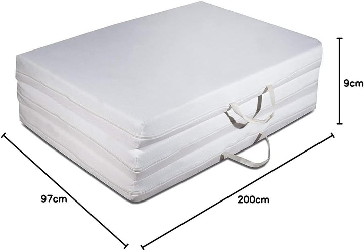 EVERGREENWEB Futon Klappbar 97 x 200 cm, Platzsparende Faltbare Matratze aus Waterfoam mit abnehmbar
