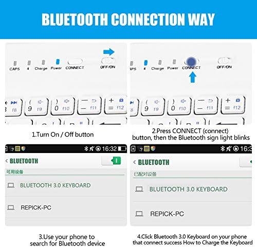 Telefon Universal Wireless Bluetooth Tastatur, Flip Magnetic Leather Travel Tragetasche mit Ständer