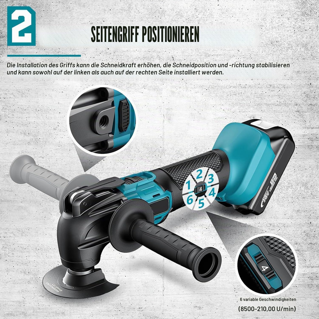 Akku-Multifunktionswerkzeug Kompatibel mit Makita Akku 18V, Kabelloses Oszillierendes Werkzeug-Set,