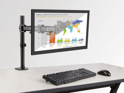 PureMounts Schreibtischhalterung für 1 Monitor 33-69 cm (13-27 Zoll), neigbar: -45° bis 45°, drehbar