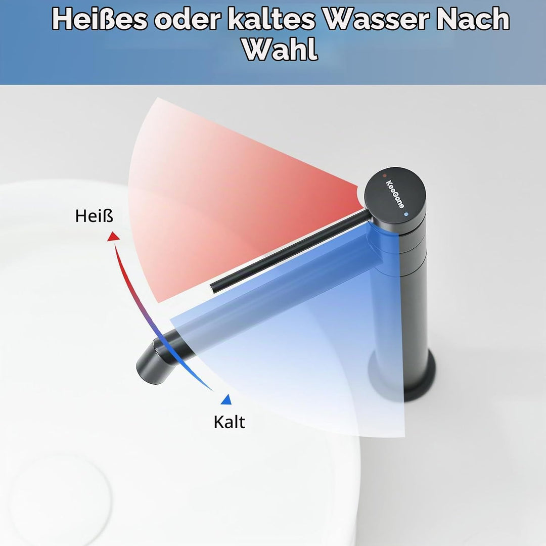 Waschtischarmatur 360° drehbar Wasserhahn Bad mit Warm- und Kaltwassermischer Auslaufhöhe 222 mm bad
