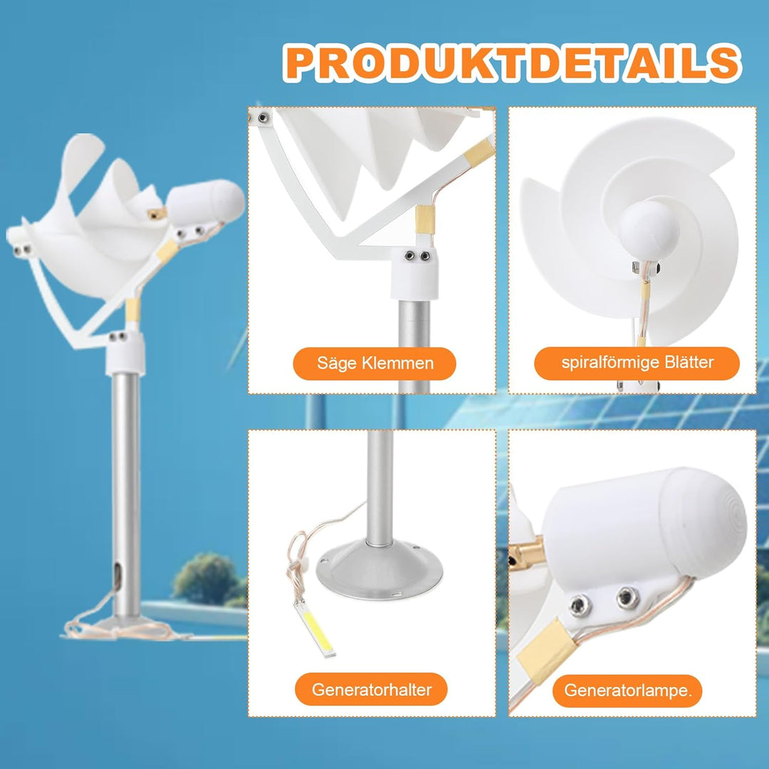 Cozyel Windturbine Generator 12V 10W Windgenerator, Vertikale Windkraftanlage Spirale Windkraftanlag