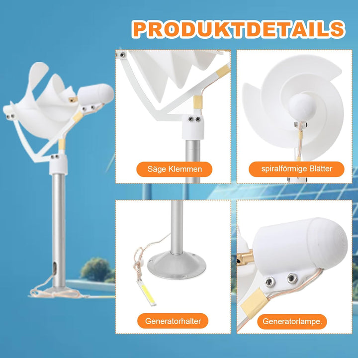 Cozyel Windturbine Generator 12V 10W Windgenerator, Vertikale Windkraftanlage Spirale Windkraftanlag