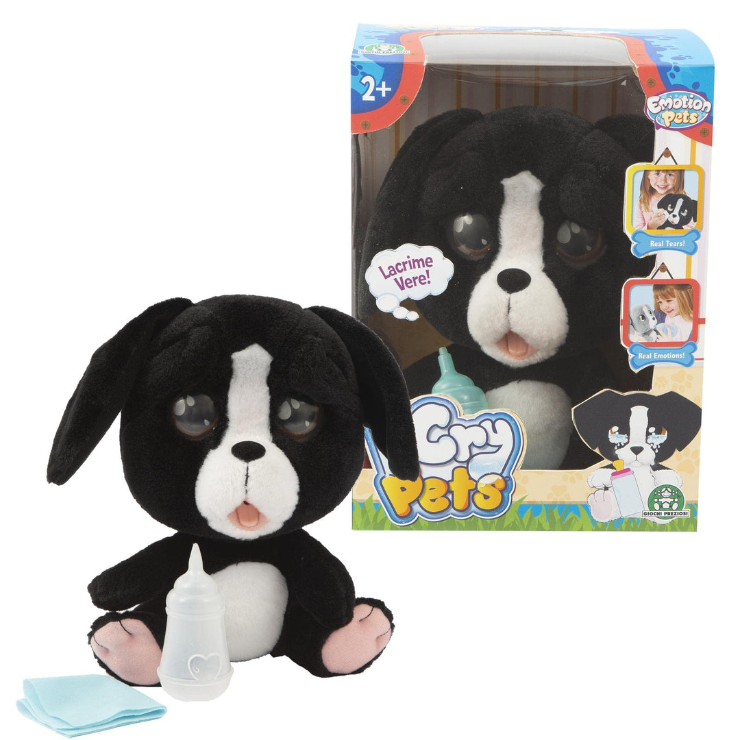 Giochi Preziosi Cry Pets Plüschtier mit Funktionen, Schwarz Plüschhund mit Funktionen, Plüschhund mi