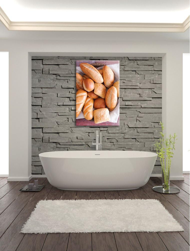 Pixxprint Brot Frühstück als Leinwandbild/Grösse: 100x70 / Wandbild/Kunstdruck/fertig bespannt, 100x