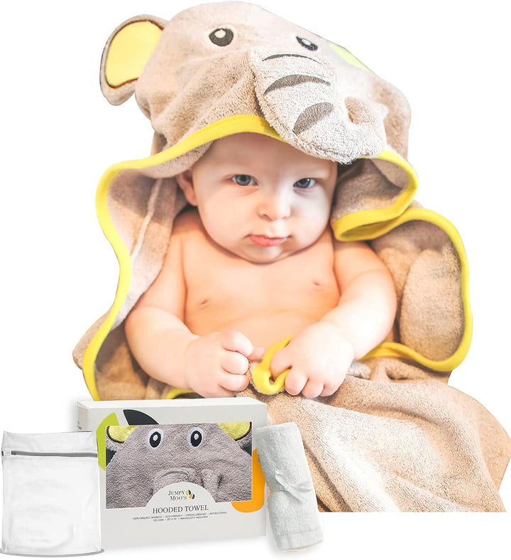 Baby Handtuch mit Kapuze, 100% Bambus, sehr saugfähig, natürlicher UV-Schutz, Bambus-Waschlappen Glü
