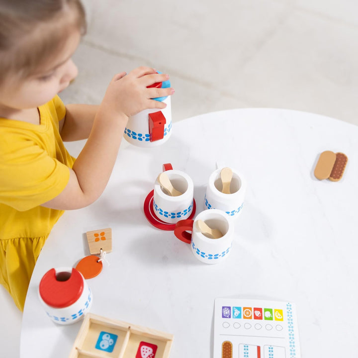 Melissa & Doug Hölzernes Teeservice Zum Ziehenlassen Und Servieren | Rollenspielzeug | Holzspielzeug