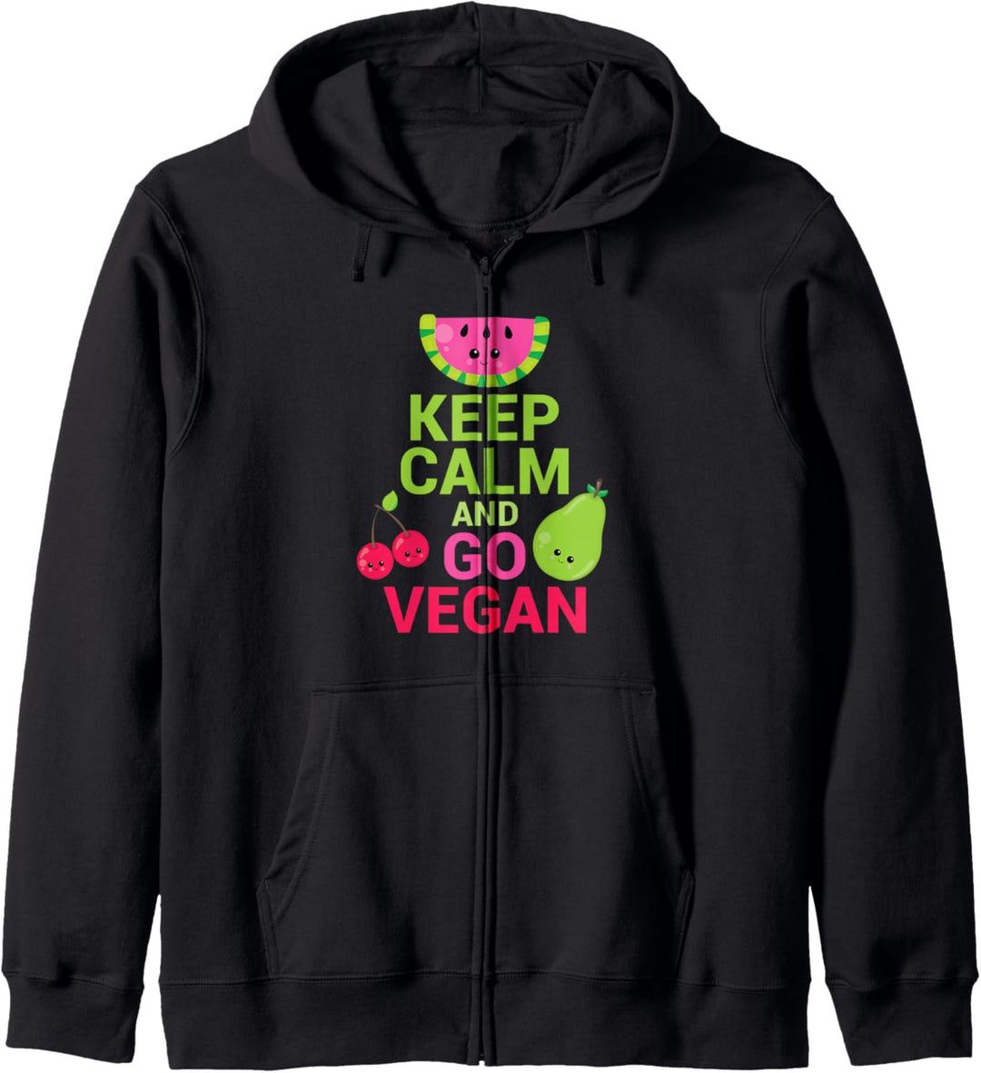 Colorful, Funny & Cute Kawaii Fruit - Keep Calm and Go Vegan Kapuzenjacke