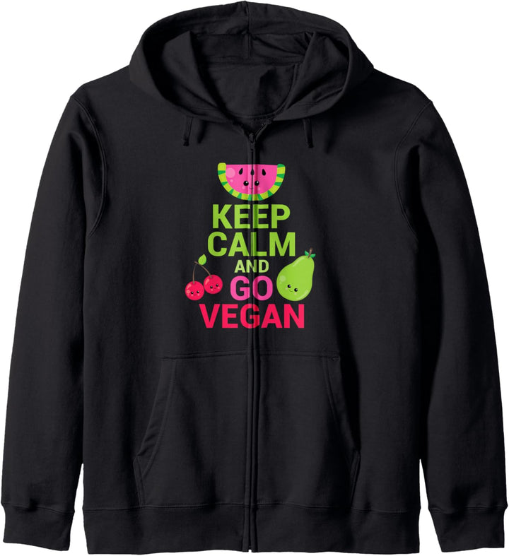 Colorful, Funny & Cute Kawaii Fruit - Keep Calm and Go Vegan Kapuzenjacke