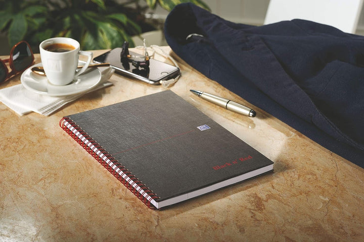 Oxford 400047652 Spiralbuch Black n' Red 5er Pack DIN A5 kariert mattes Hardcover 70 Blatt schwarz r