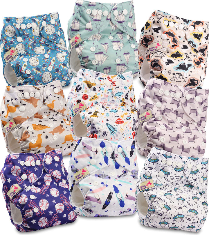 Littles and Bloomz FLP2-0901 Windel, wiederverwendbar, Standard-Popper, 9 Windeln 0901 9 Stück (1er