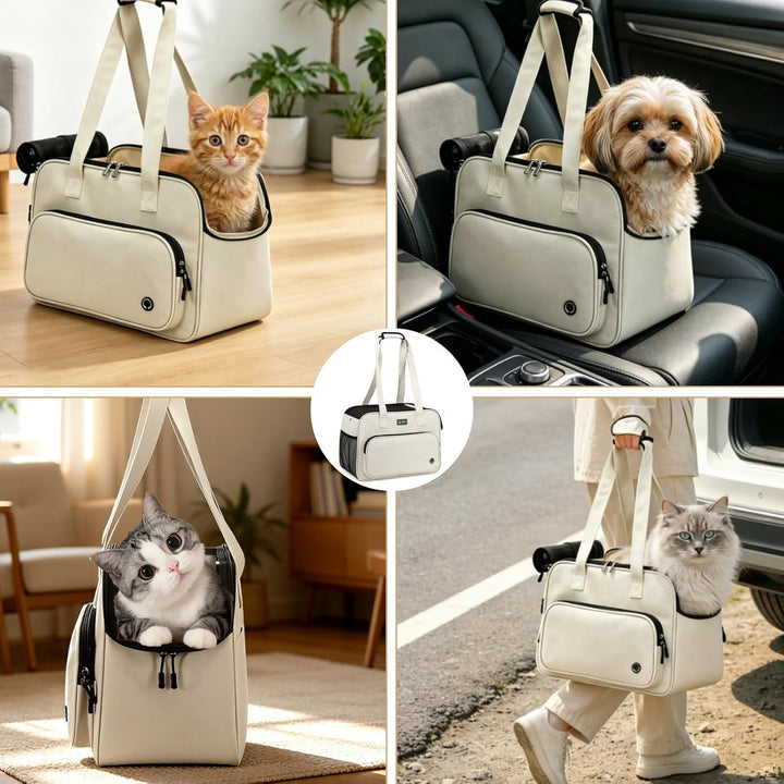 Hundetasche für Kleine Hunde und Katzen, Atmungsaktive Mesh Tragetasche mit Trageriemen, Tragetasche