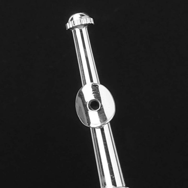 Kupfer Miniaturflöte -Modell, 11 cm handgefertigtes nicht spielbares Musikdekor mit Ausstellungsstän