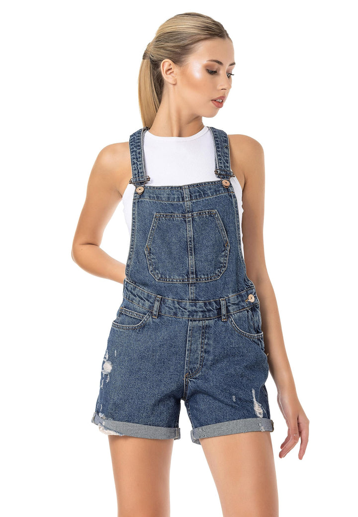 Red Bridge Damen Shorts kurze Hose Hot-Pants Latzhose Overall 25W Blau, 25W Blau