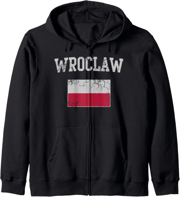 Wroclaw Polen Flagge Polska Polen Retro Fade Kapuzenjacke