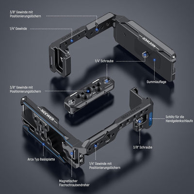 NEEWER FX3 FX30 Halbkäfig für Sony FX3 FX30 Kamera, AluminiumVideo Rig mit NATO Schiene, 3/8" ARRI,