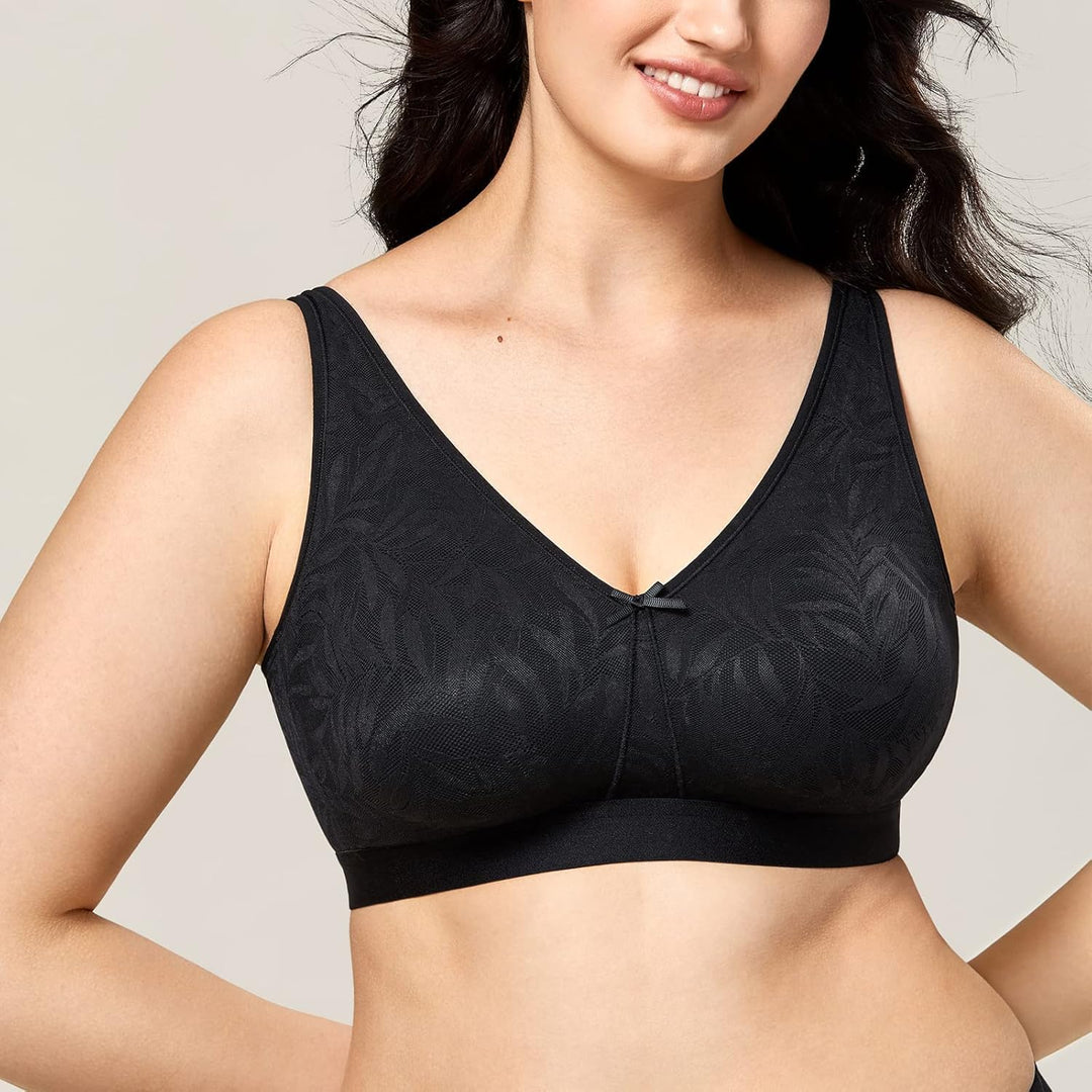AISILIN Damen BH ohne Bügel Vollschalen Grosse Grössen ohne Polster Schlaf Entlastungs 75C Schwarz,