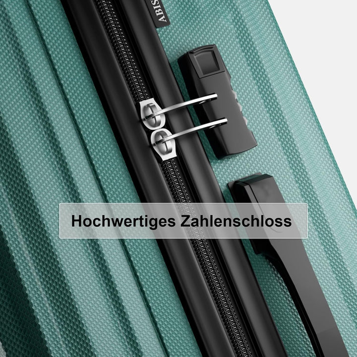 ABISTAB Voyager Reisekoffer Set 3-teilig, Hartschalen Koffer & Trolleys mit 4 Rollen, Zahlenschloss,