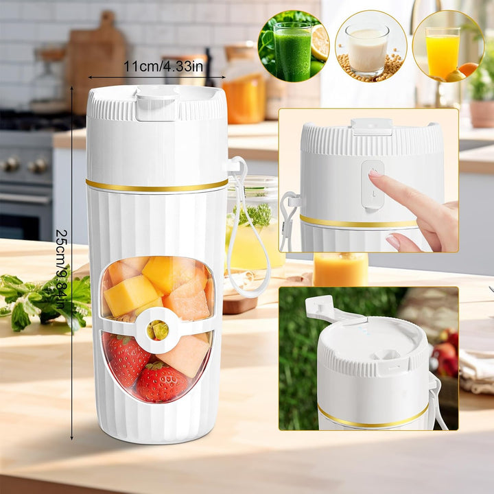 Tragbarer Mixer, 400ml Smoothie Maker to go, Portable Blender mit 10 Edelstahlklingen, USB wiederauf