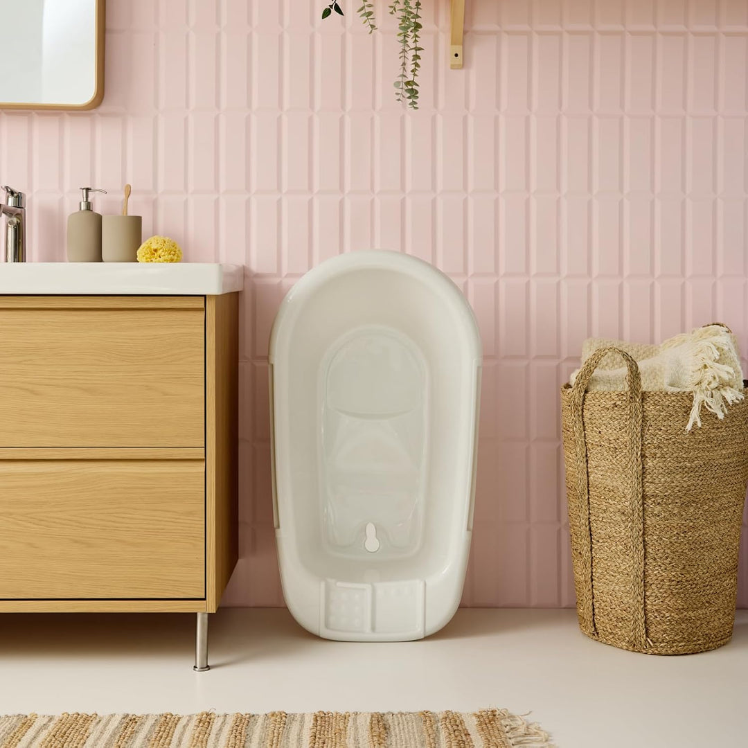 Rotho Babydesign Bella Bambina Badewanne - Stilvolle Weisse Babybadewanne für Kinder - Geräumige und