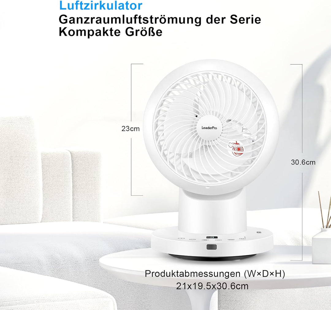 Tischventilator mit Fernbedienung - 32W Leiser Ventilator mit 4 Geschwindigkeitsstufen, 8h Timer, 70