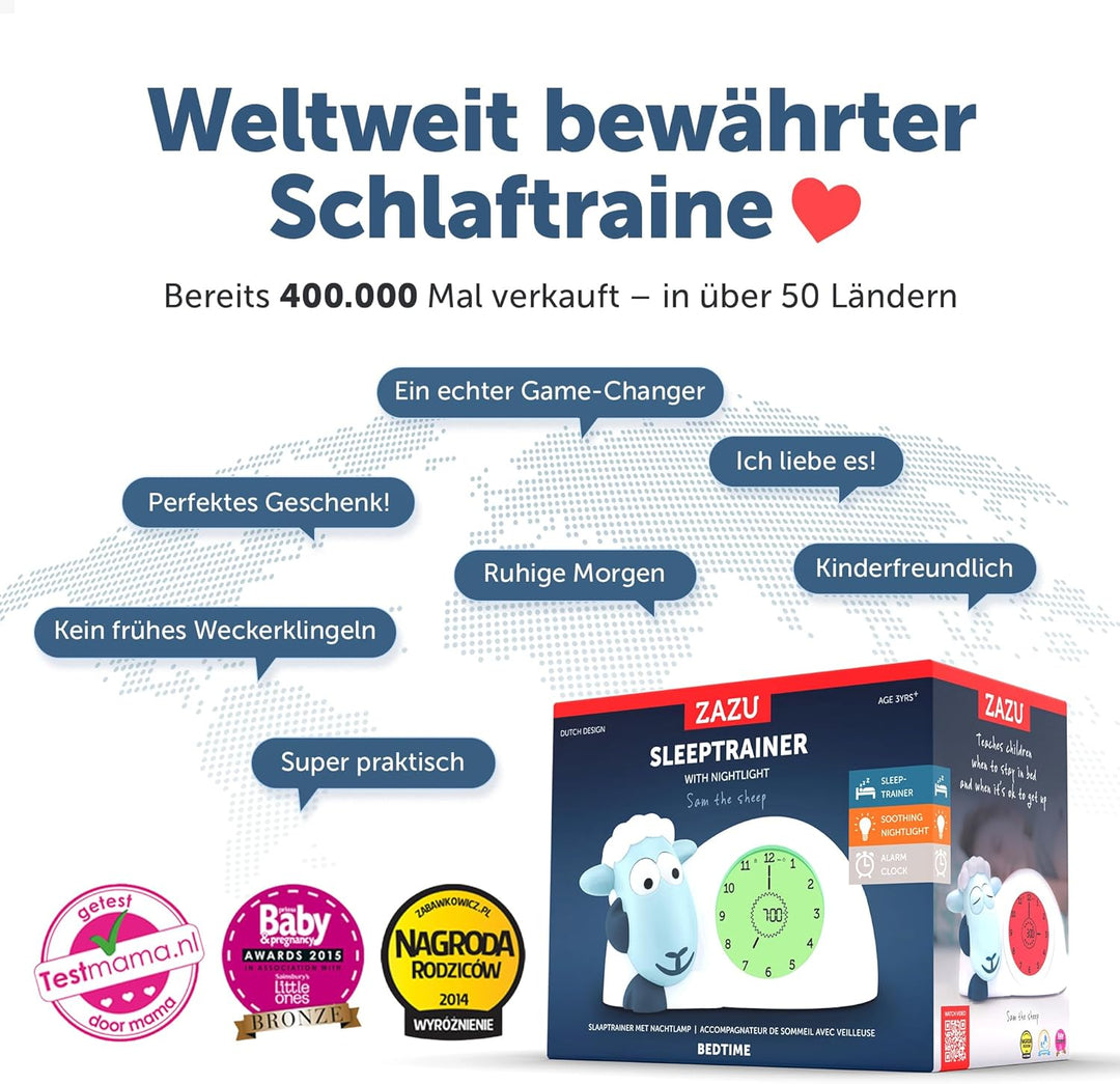 ZAZU Sam The Lamb Uhr – Schlafcoach Uhr und Nachtlicht für Kinder | Bringt Ihrem Kind mit visuellen