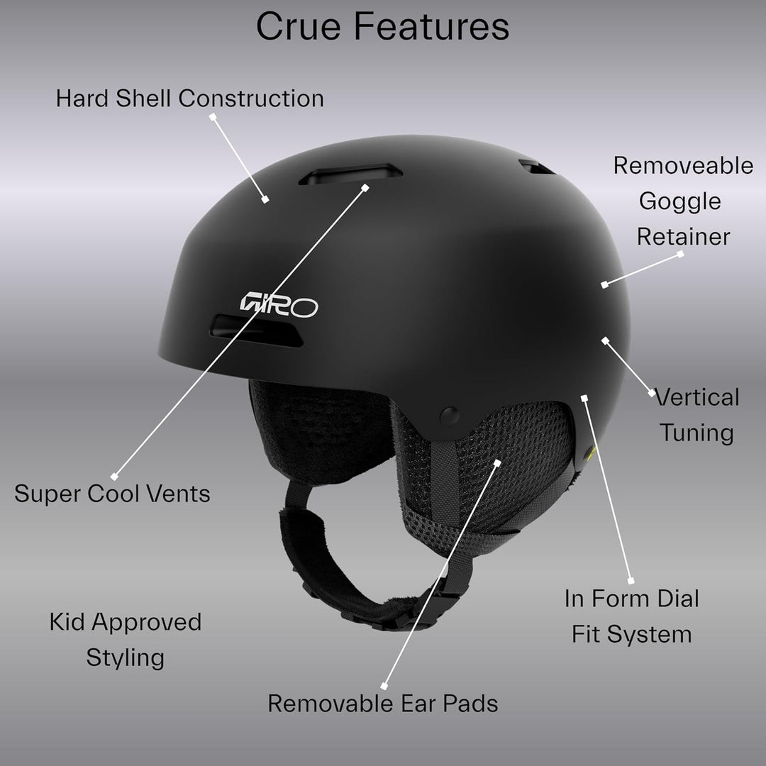 Giro Crue MIPS Kids Skihelm - Snowboardhelm für Jugend, Kleinkind, Jungen & Mädchen MATTE BLACK M, M