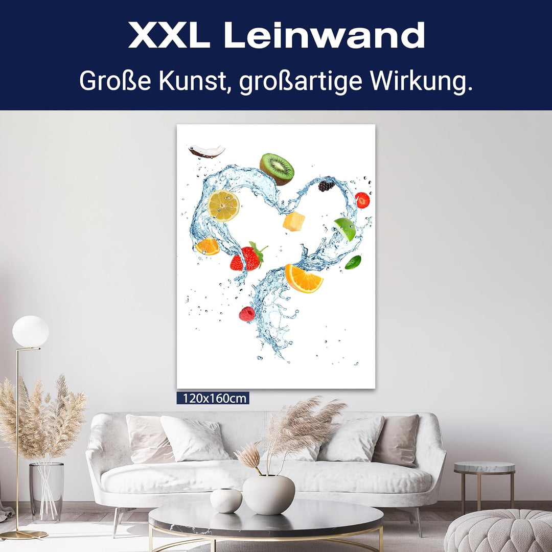 wandmotiv24 Obst & Gemüse als Leinwandbild, 40x30cm, Hochformat, Früchte & Wasser, Kiwi, Küche, Lebe