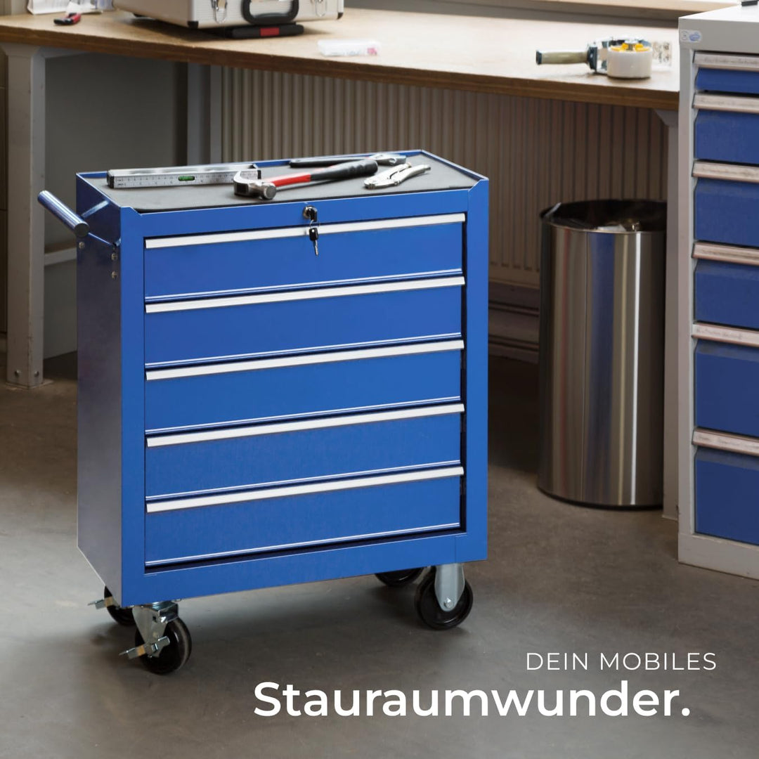 tectake® Werkzeug Wagen mit 5 Schubladen, Werkstattwagen, Tool Werkzeugwagen fahrbar, Werkzeugtrolle