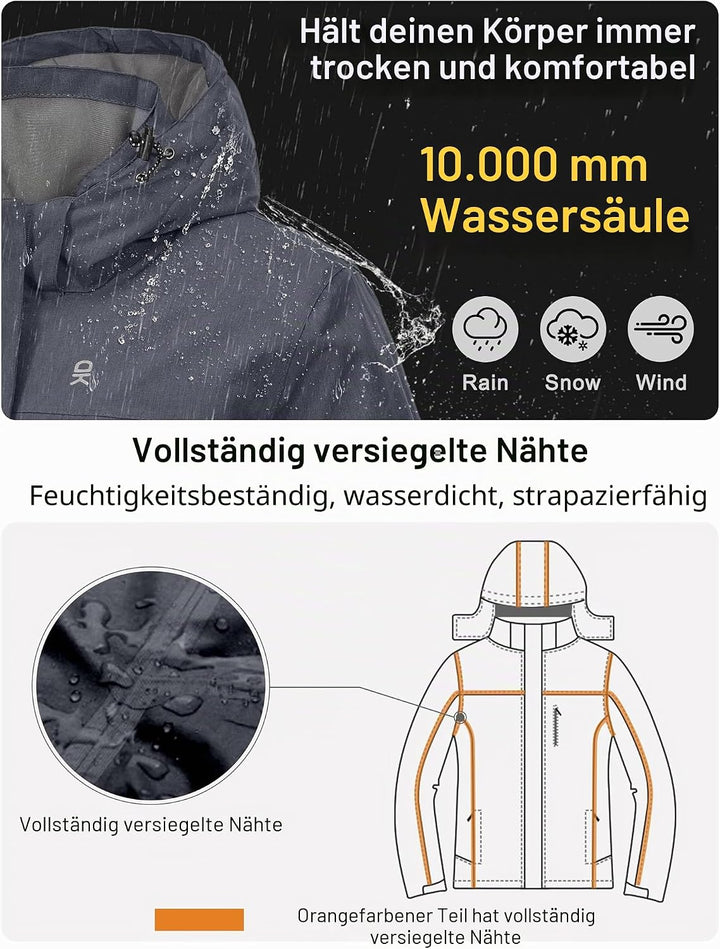 Little Donkey Andy Damen wasserdichte Regenjacke Leichte atmungsaktivem Regenjacke für Outdoor-Windb