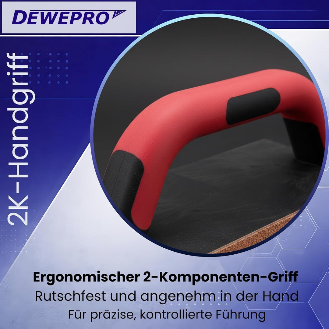 DEWEPRO® Hartmetall-Schleifbrett aus Wolfram Karbid mit abgewinkelter Seite und 2-Komponentengriff -