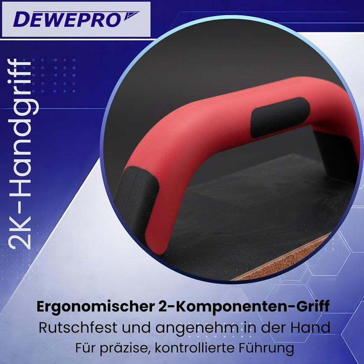 DEWEPRO® Hartmetall-Schleifbrett aus Wolfram Karbid mit abgewinkelter Seite und 2-Komponentengriff -