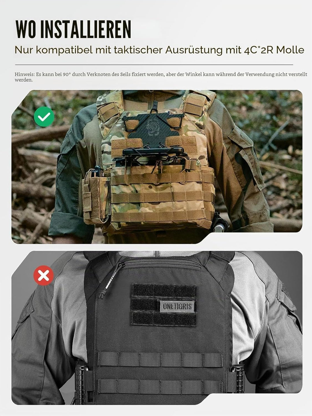 OneTigris Plattenträger Telefon Halterung Handyhalter Montageplatte für Plate Carrier Taktische West