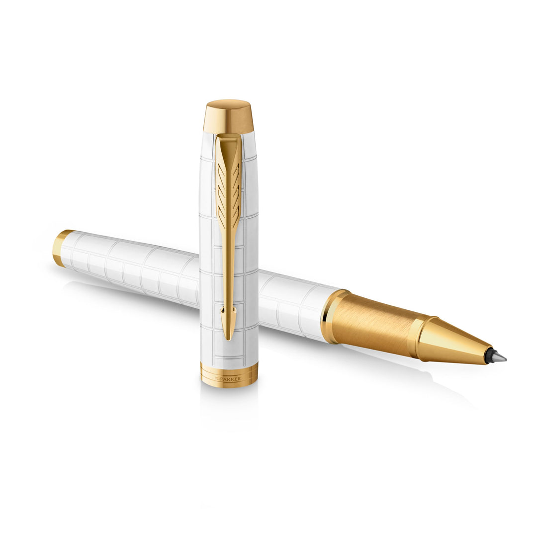 Parker IM Rollerball Tintenroller | Perlfarbene Premium-Lackierung mit goldenen Zierteilen | Feine S