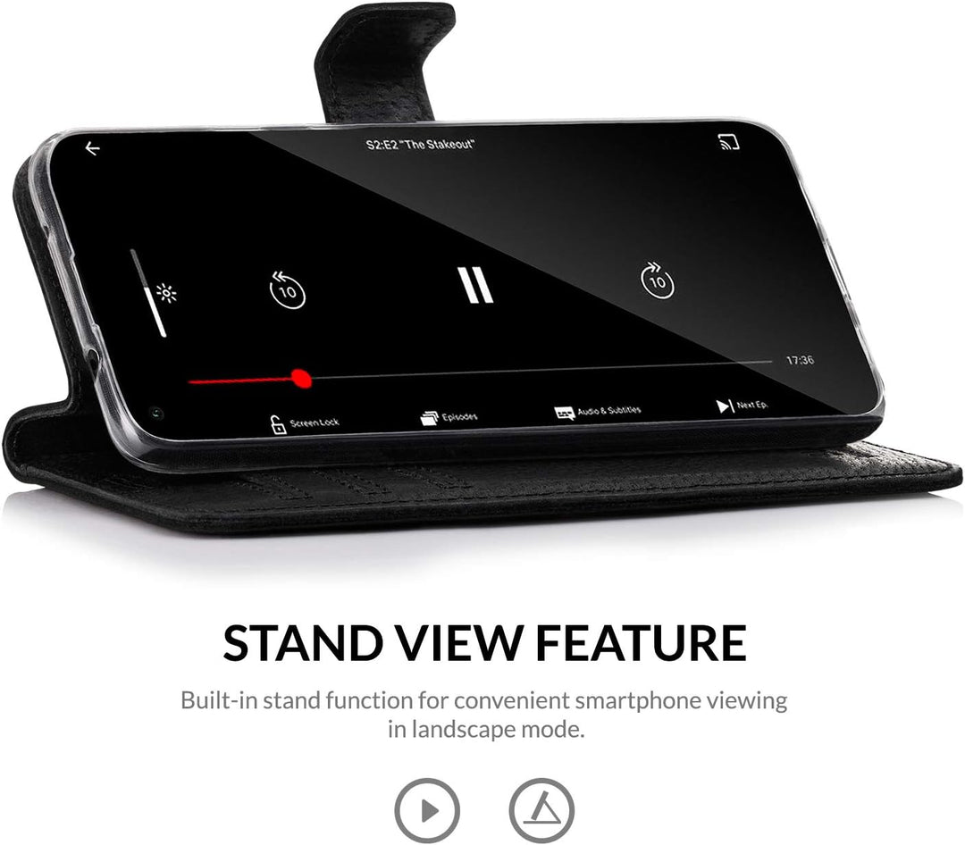 SURAZO Handyhülle für iPhone 11 Pro – Premium Echtleder Hülle Schutzhülle mit [Standfunktion, Karten