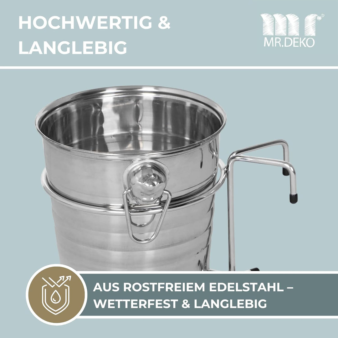 MR. DEKO Champagnerkühler für Strandkörbe - Sekt - Behälter - Kühler - Edel - EIS - Accessoire - Gar