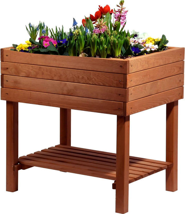dobar® 58270e breites Hochbeet Kubus Massiv-Holz mit Ablageboden | Salatbeet Bausatz für Gemüse | Er